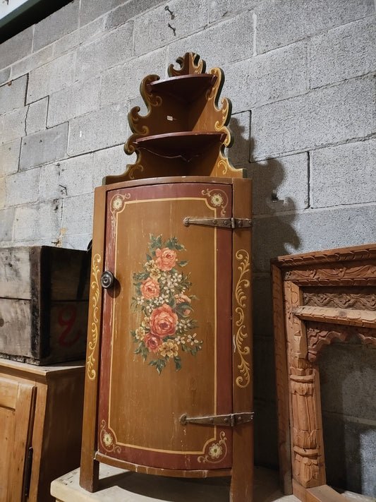 Vintage Folk art style corner cabinet