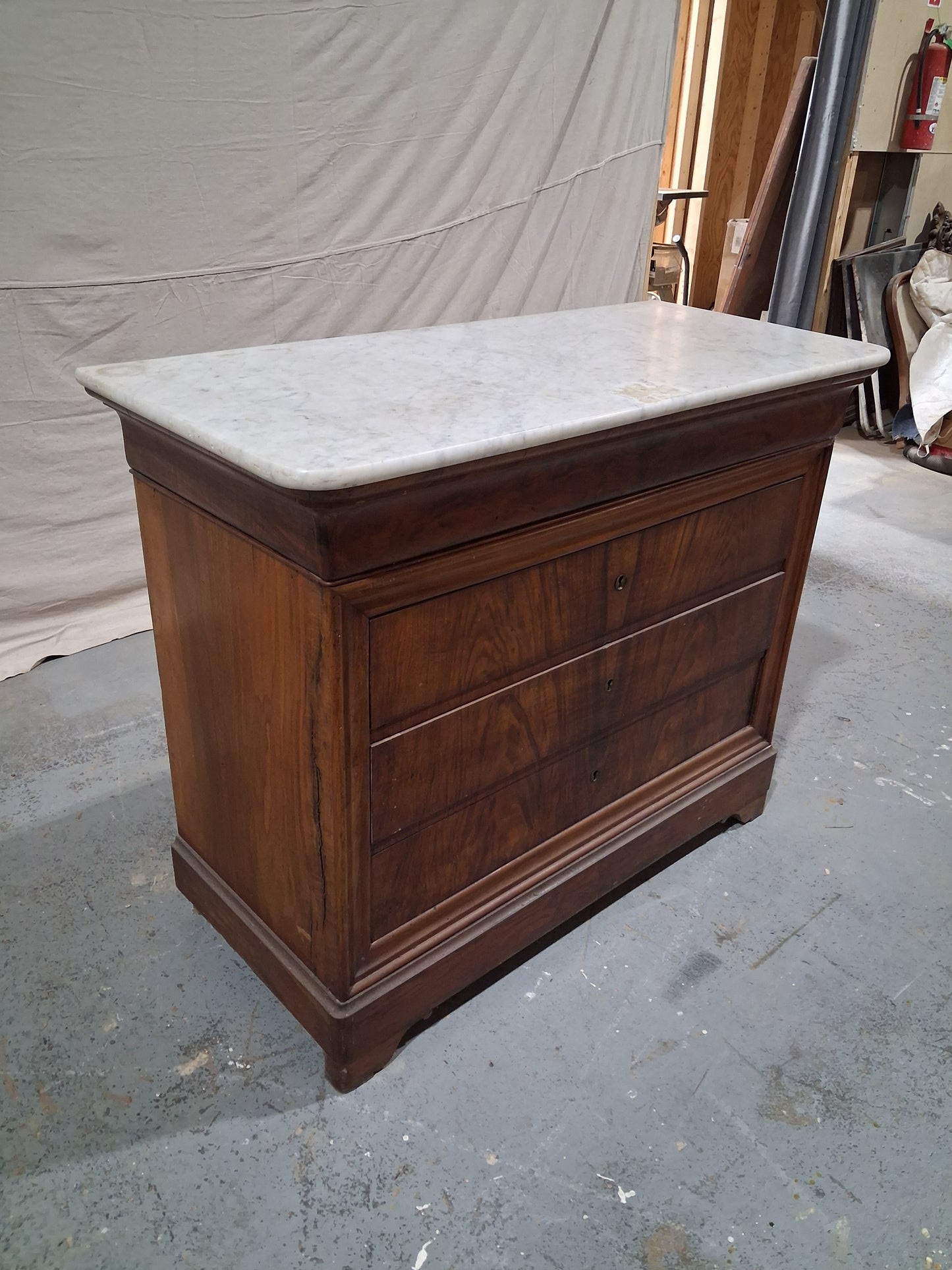 19th Century French Louis Philippe Walnut Commode with Marble Top