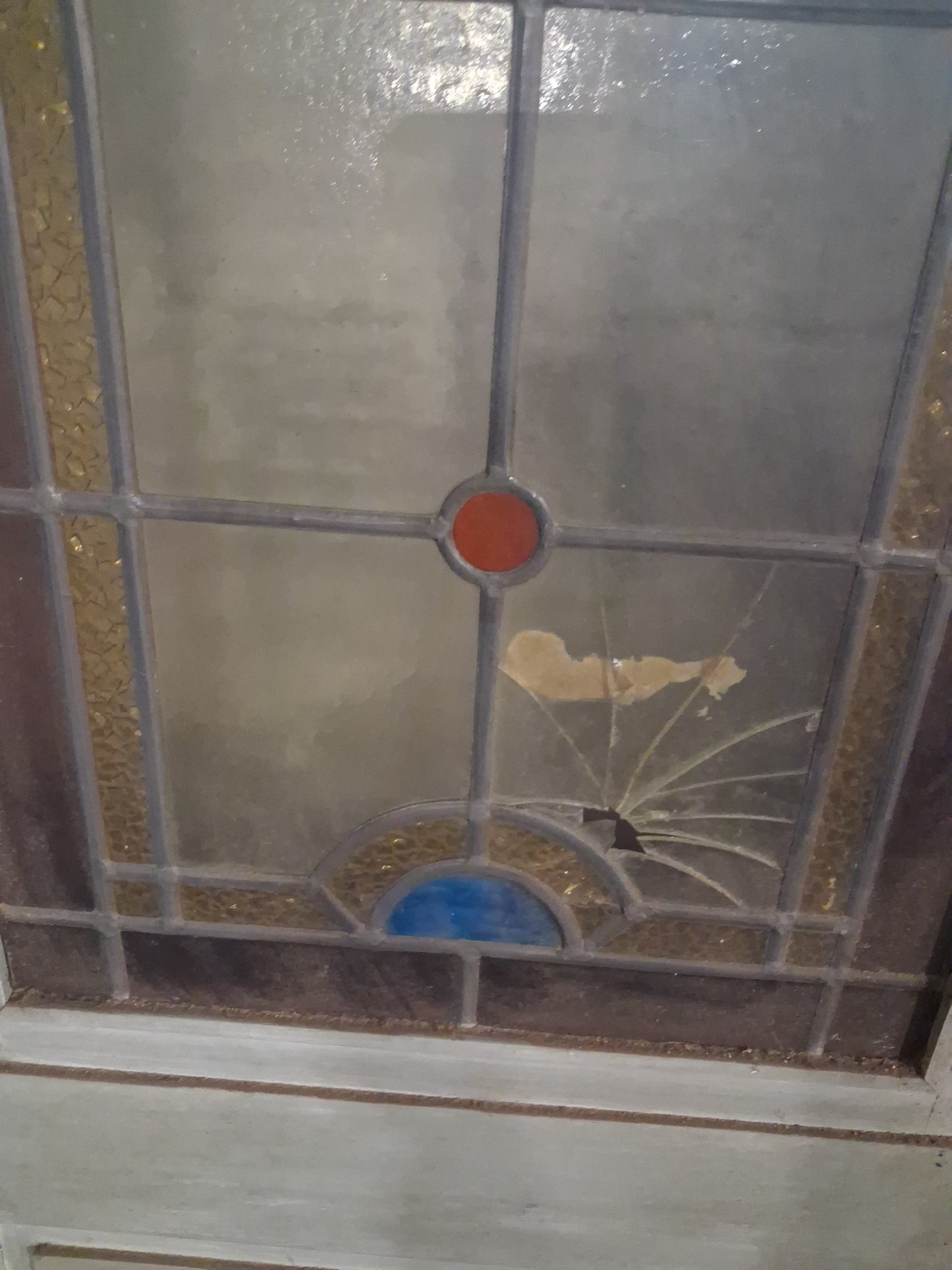 Antique Arts & Crafts Leaded Stained Glass Entry Door in Douglas Fir