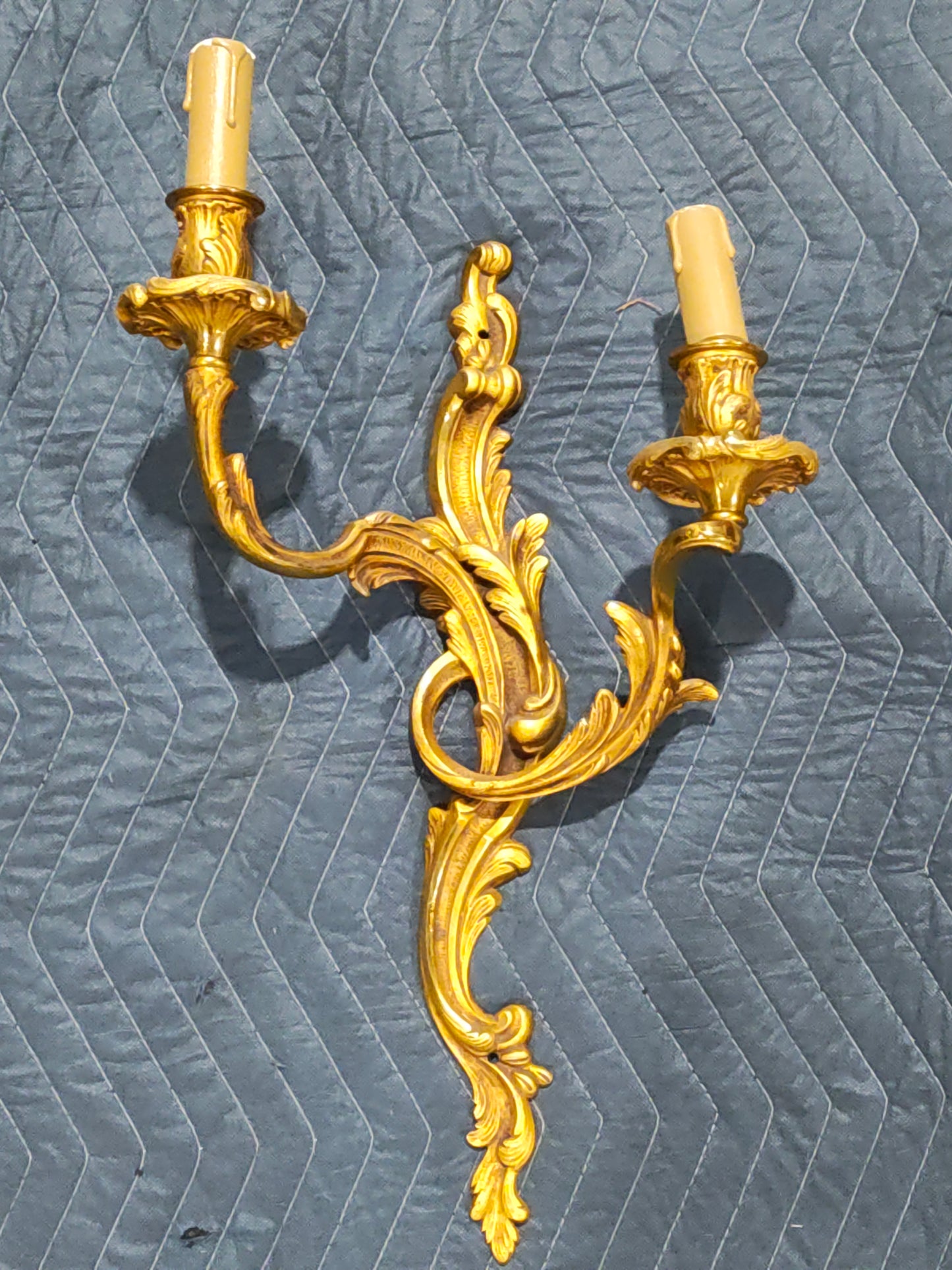 Pair of Late 19th Century French Brass Two-Arm Wall Sconces, Circa 1890
