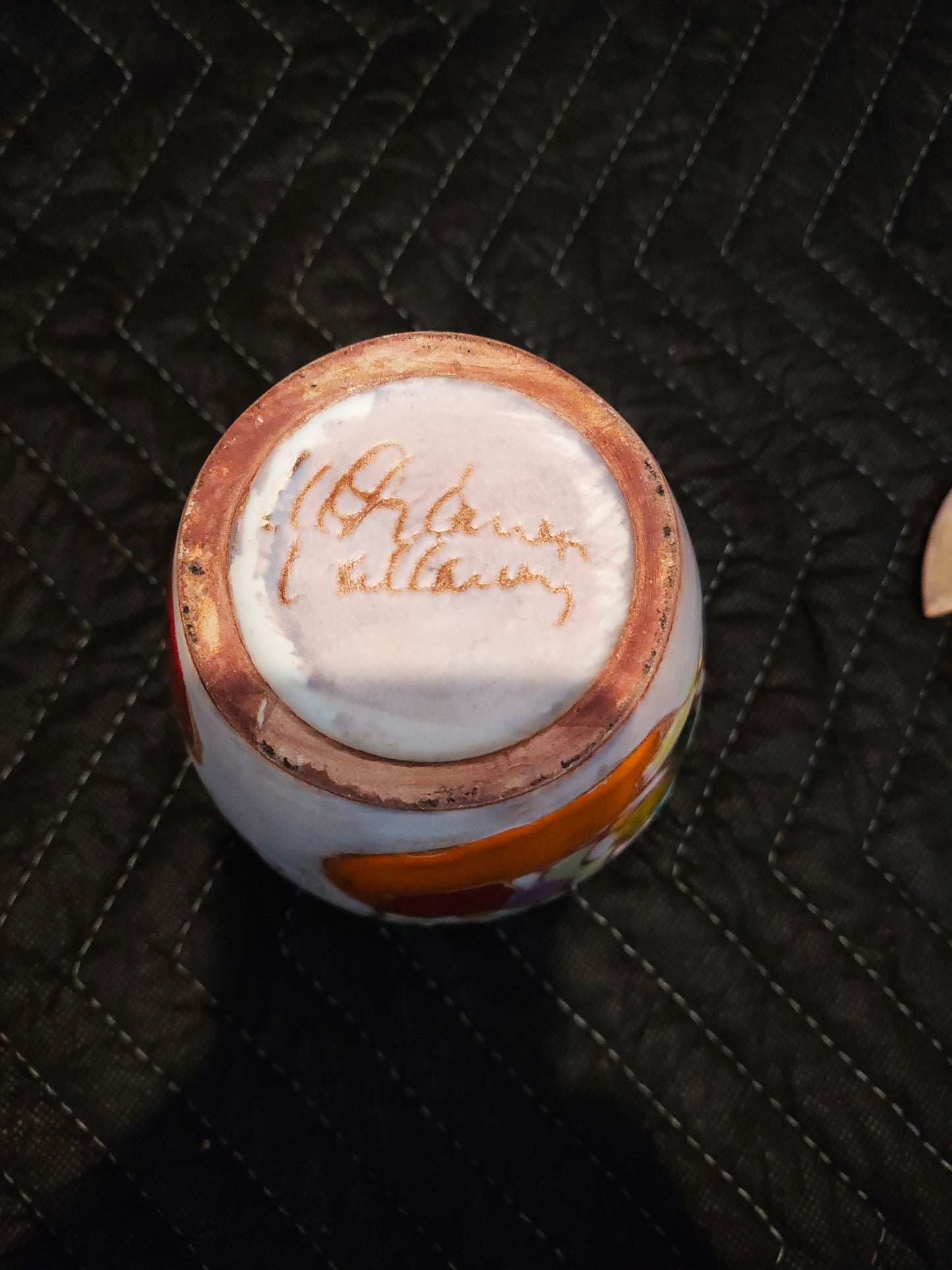 Early 20th Century French Vallauris Art Deco Hand-Painted Lidded Jar
