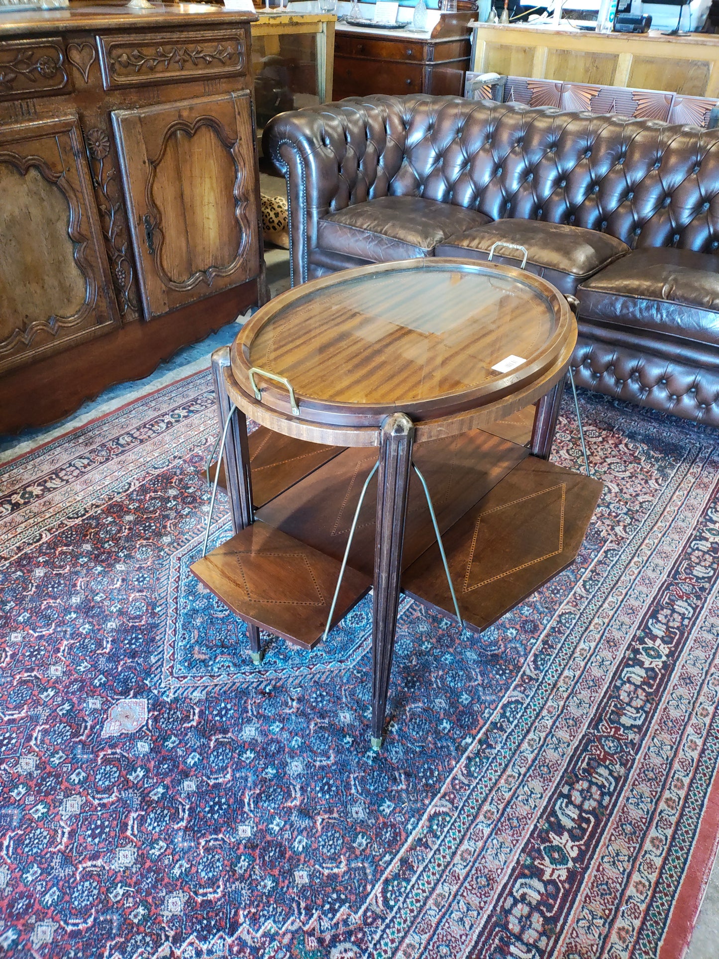 French Art Deco Walnut Tray Table
