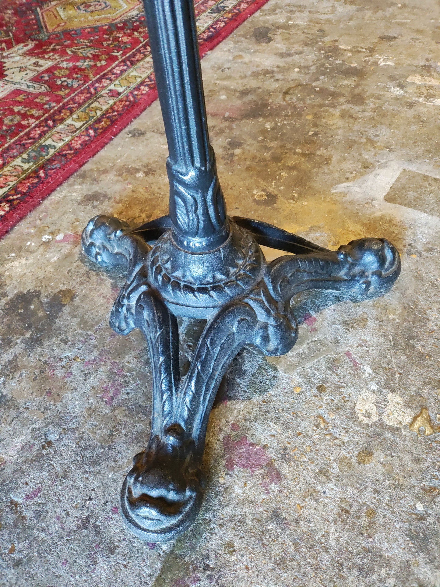 French Carrara Marble Parisian Café Table with Brass Gallery & Cast-Iron Lion Paw Base