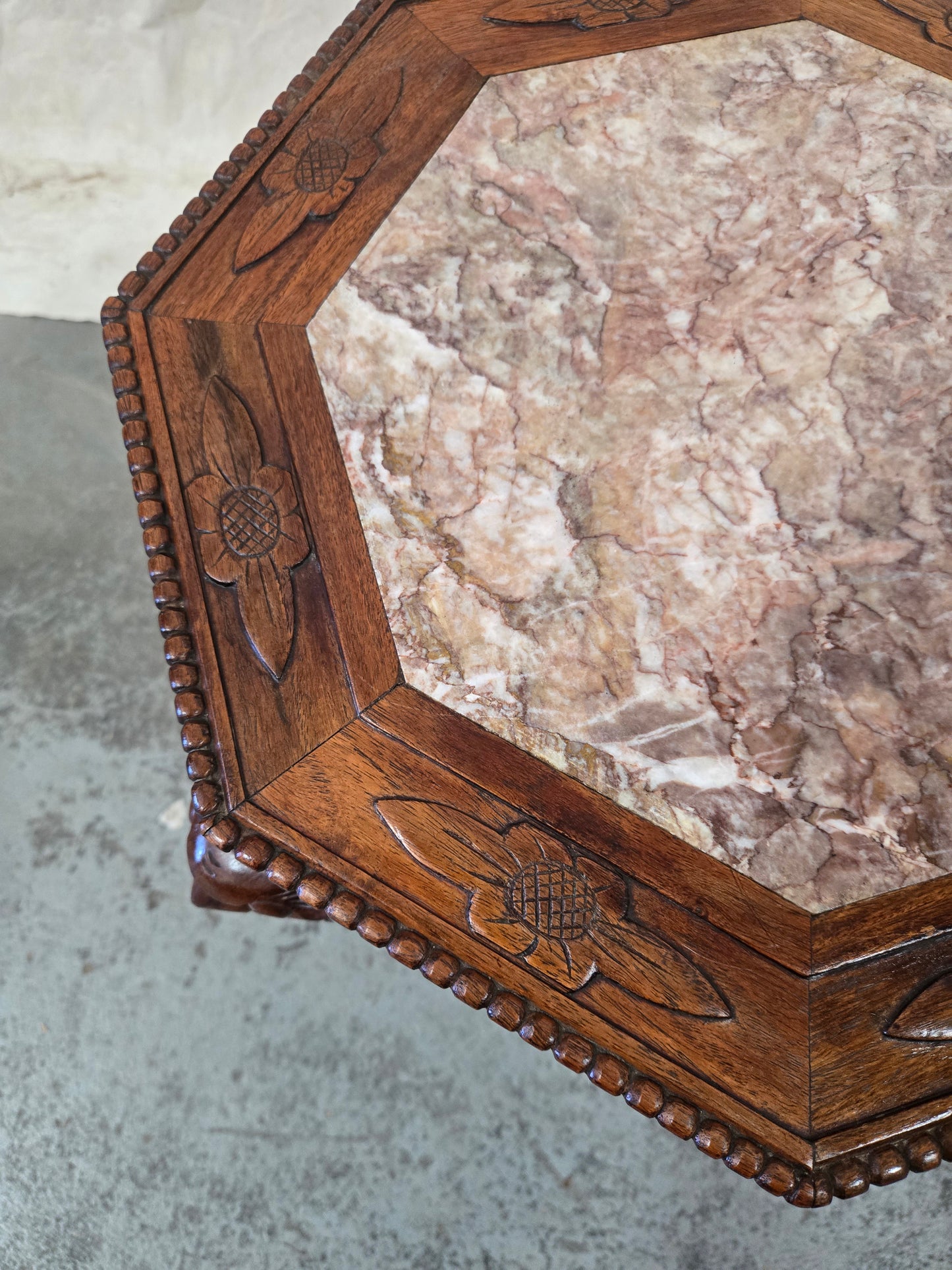 Late 1800s Qing Dynasty Marble Side Table