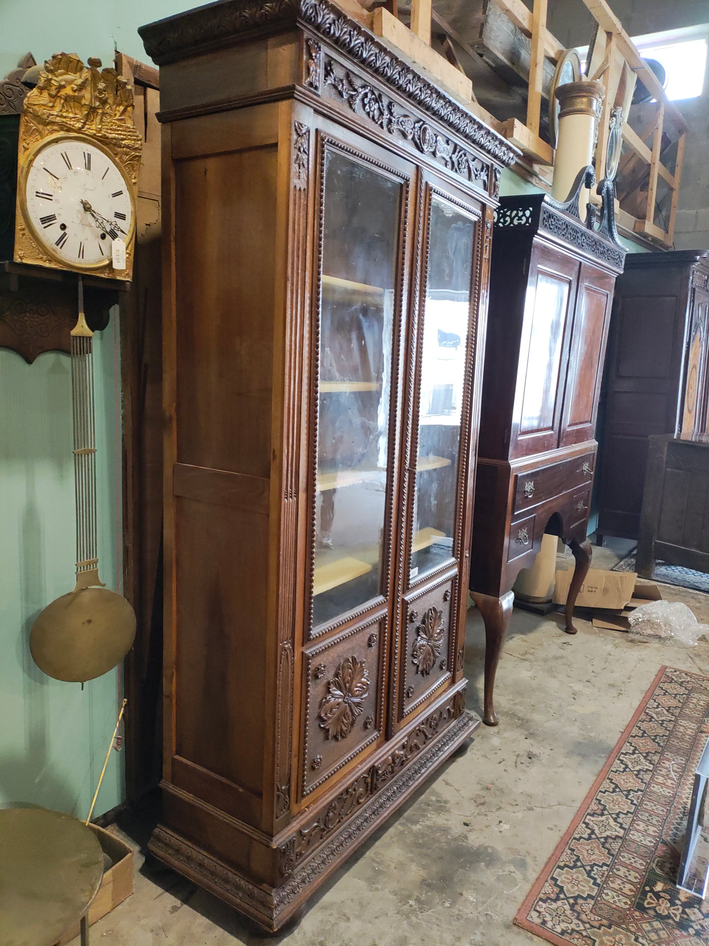 French Renaissance Revival Carved Display Cabinet