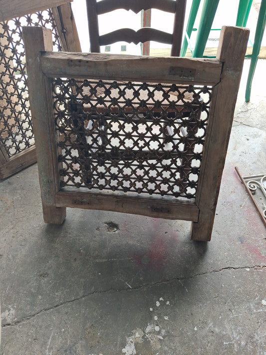 19th Century Architectural Iron Grille Panel in Wood Frame