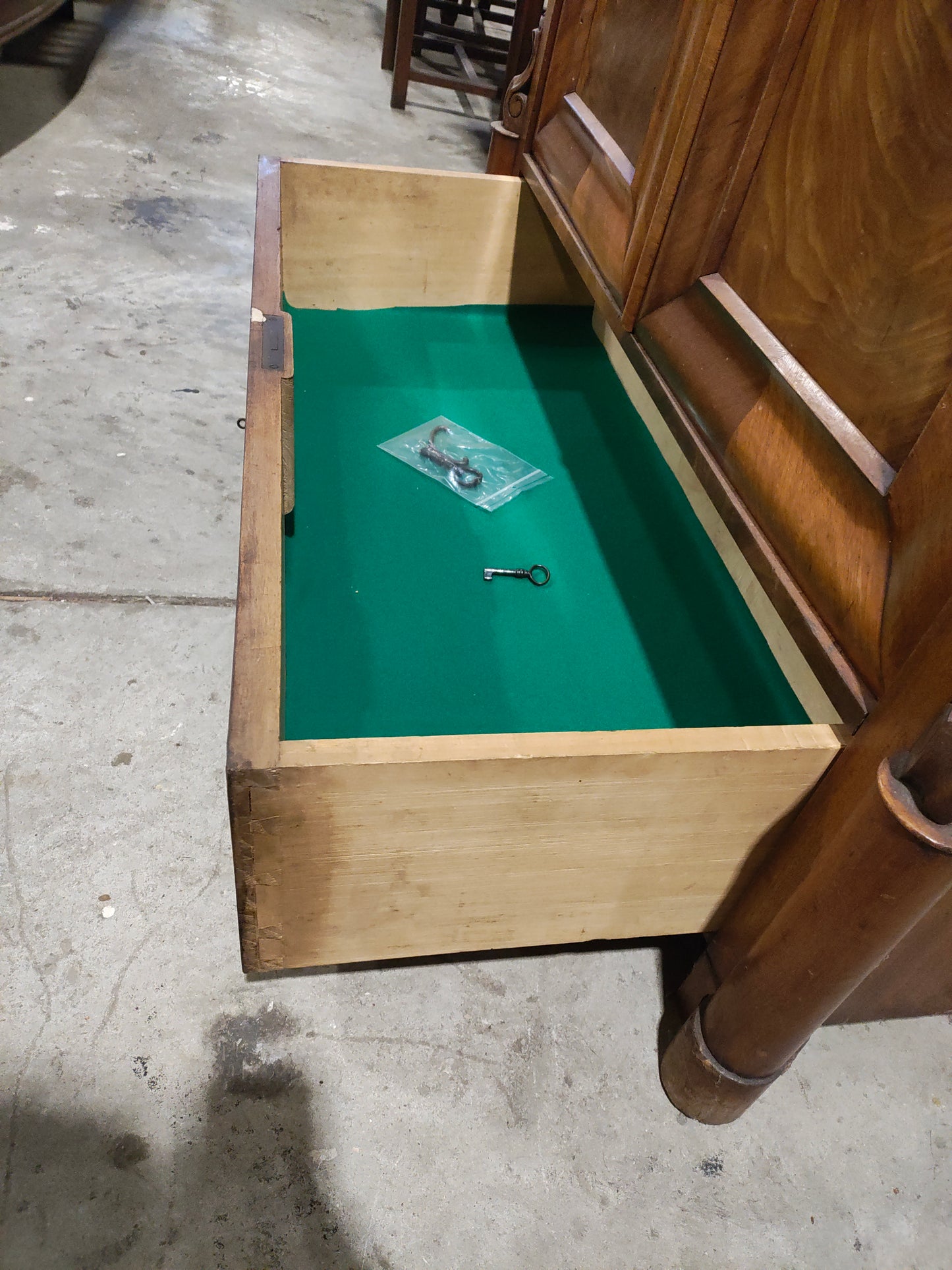 1880s German Mahogany on Pine Armoire