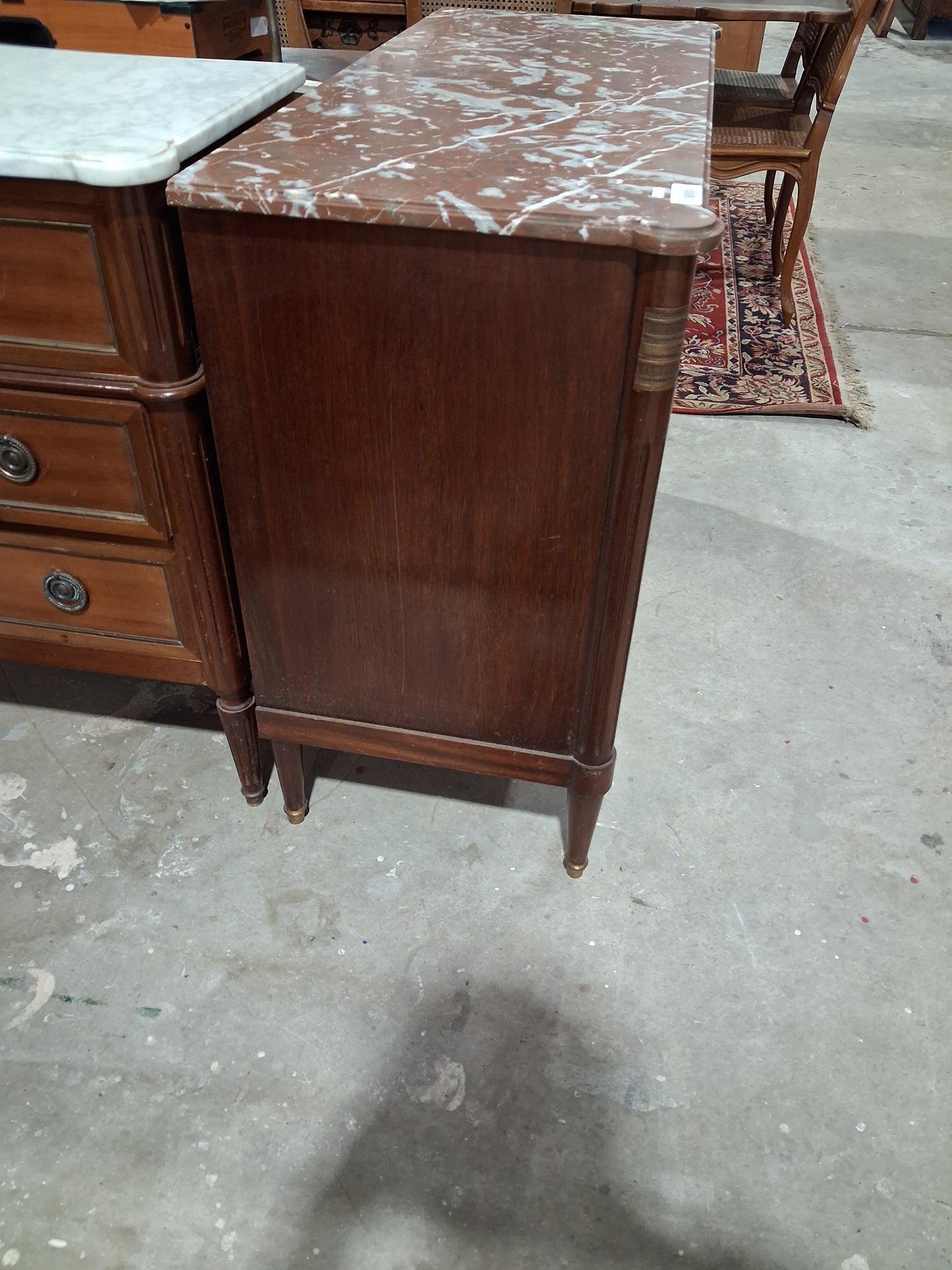 Louis XVI Mahogany Commode with White Marble