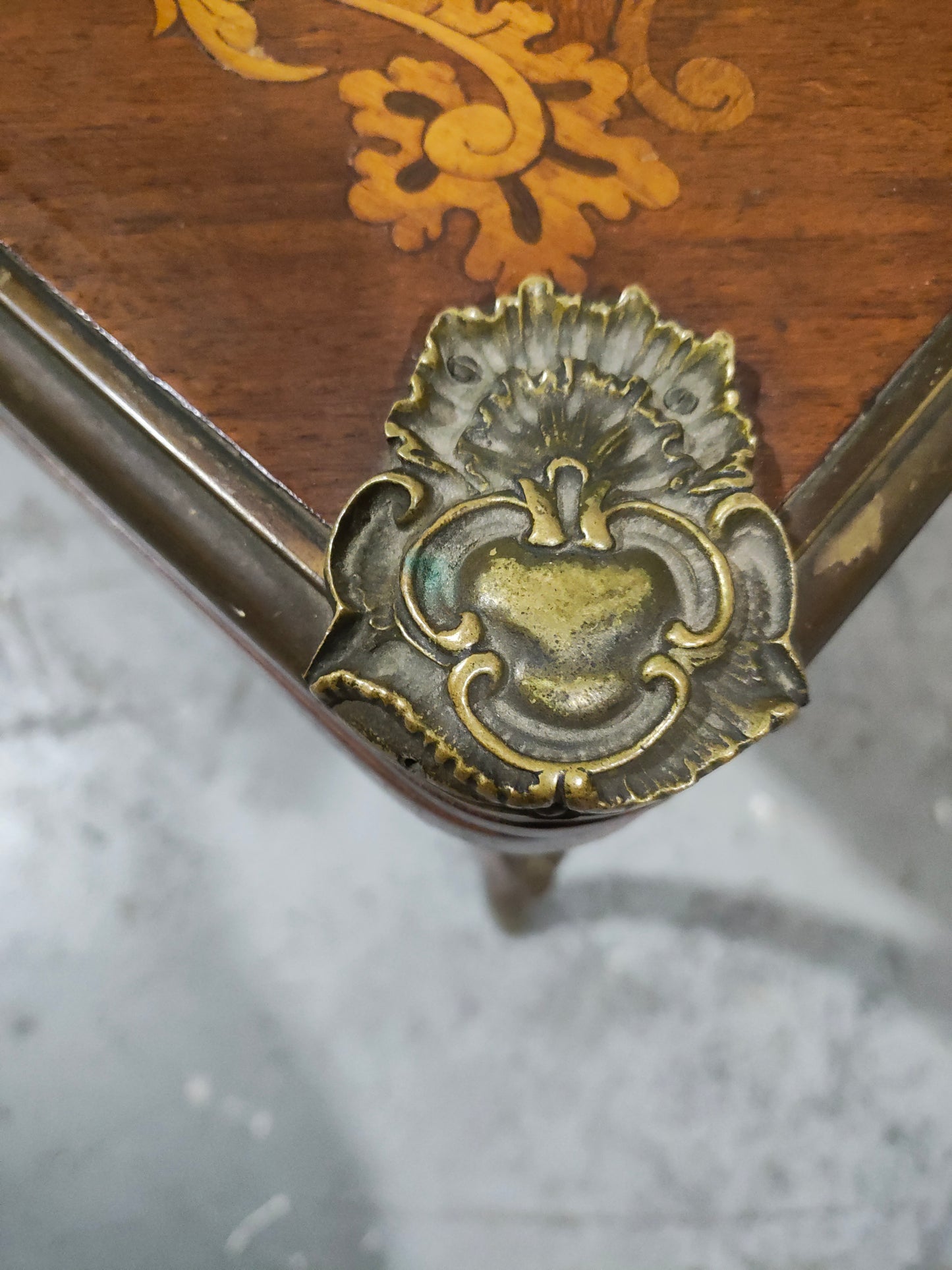 French Louis XV Style Marquetry Convertible Game Table with Chess & Backgammon