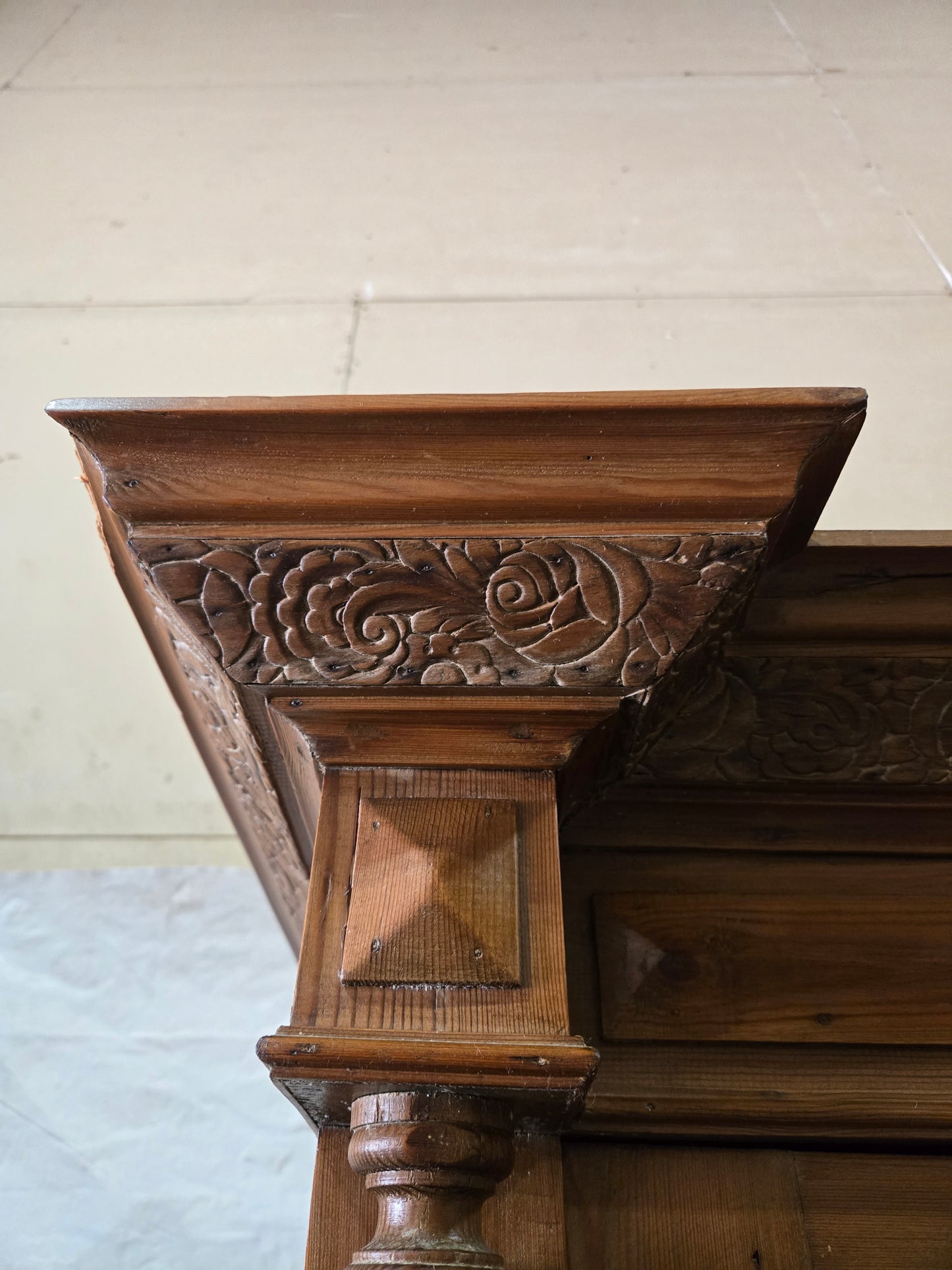 Late 1800s French Revival Pine Armoire