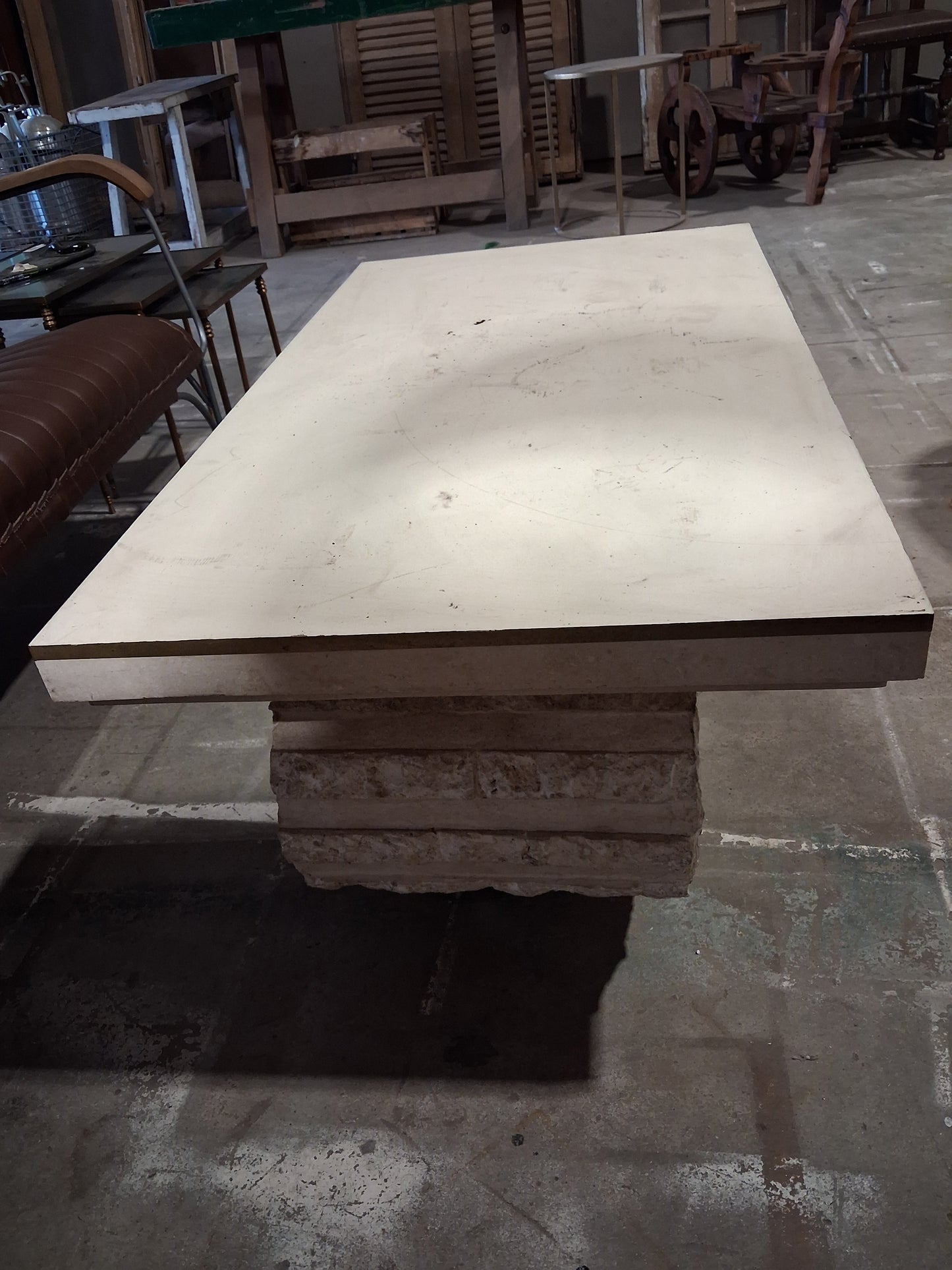 Stone pillar coffee table