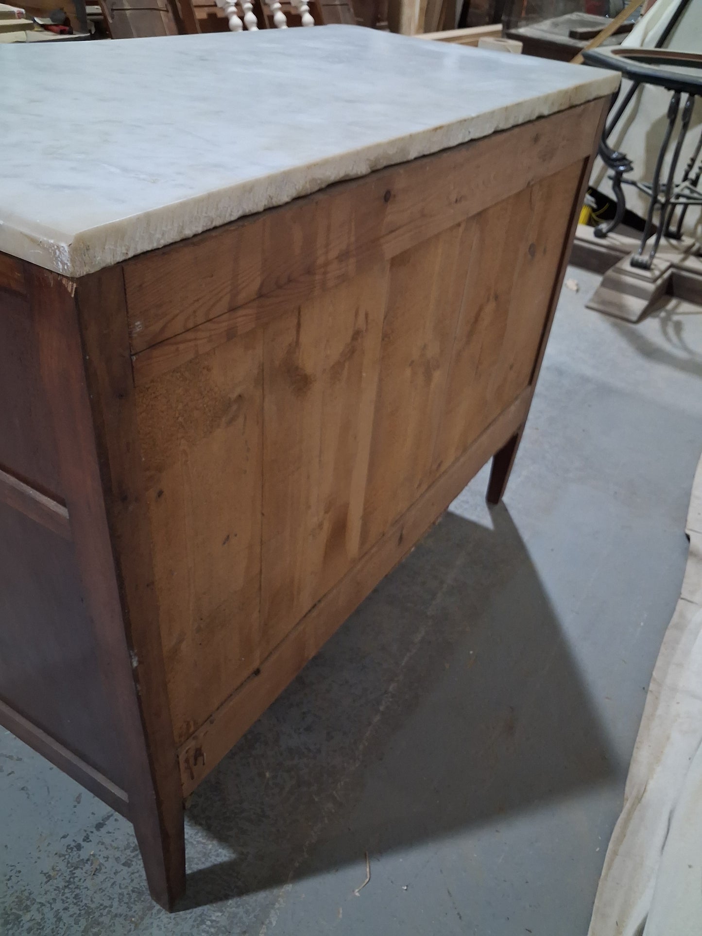 Antique French Louis XVI Directoire Commode with White Marble Top