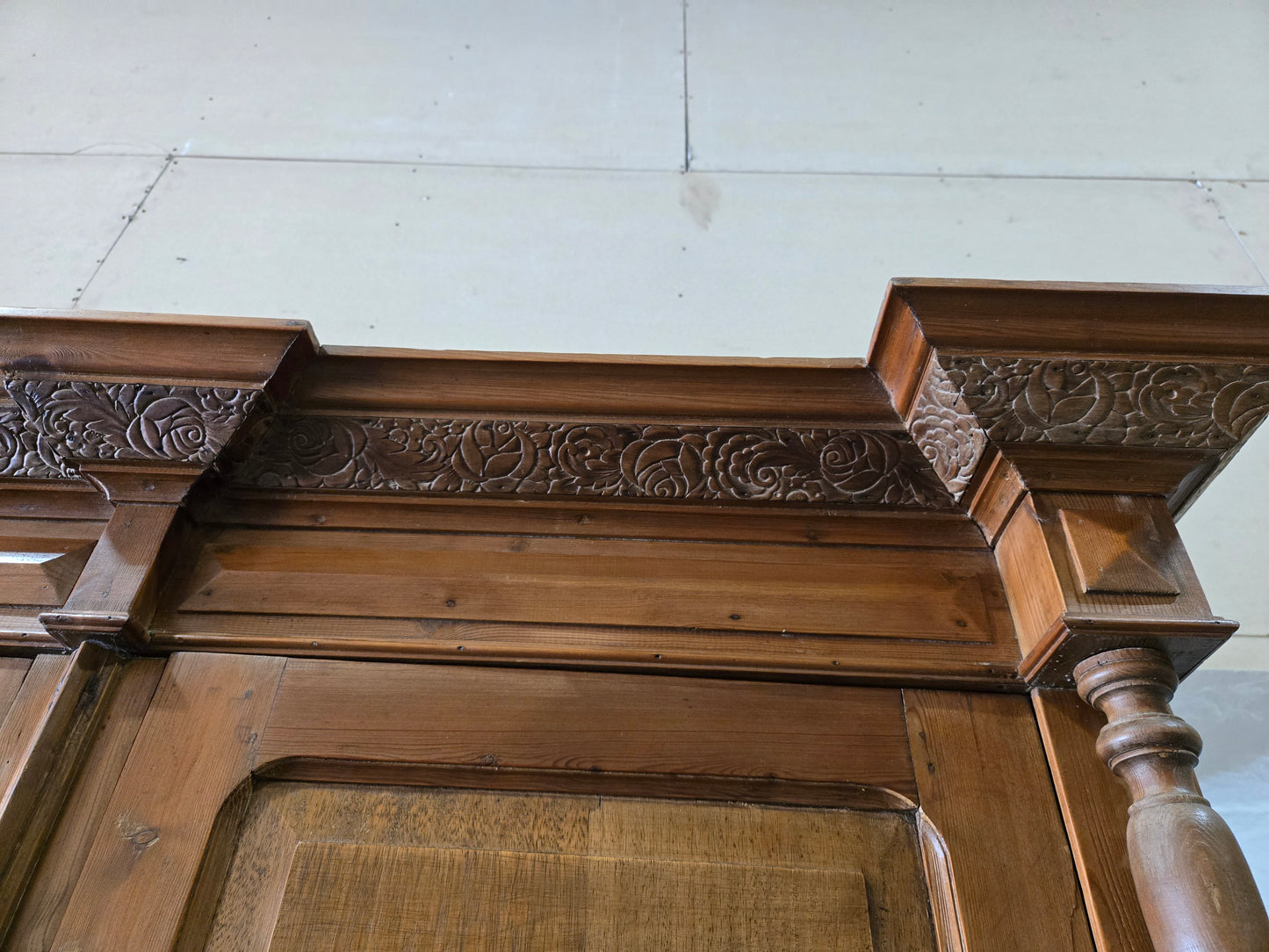 Late 1800s French Revival Pine Armoire