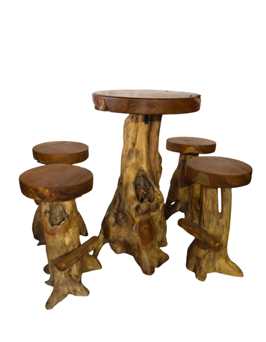 Teakroot Table and Stool Set